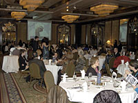 Gala guests enjoyed a delicious gourmet vegetarian dinner and an inspiring after-dinner program in the ballroom. (Photo by Chris Gannon)